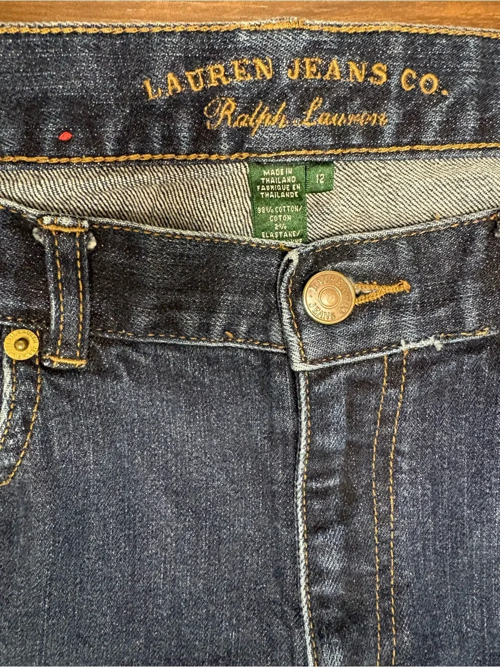 Lauren Jeans Co. Ralph Lauren Women’s Straight Dark Wash Denim Jeans size 12 - Picture 3 of 4
